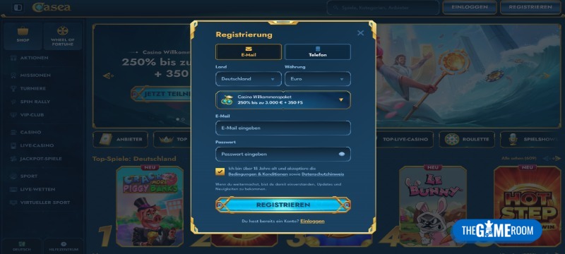 Registrierung im Curacao Online Casino