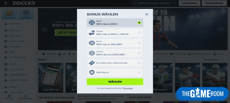 Bonus für Wetten ohne Limits