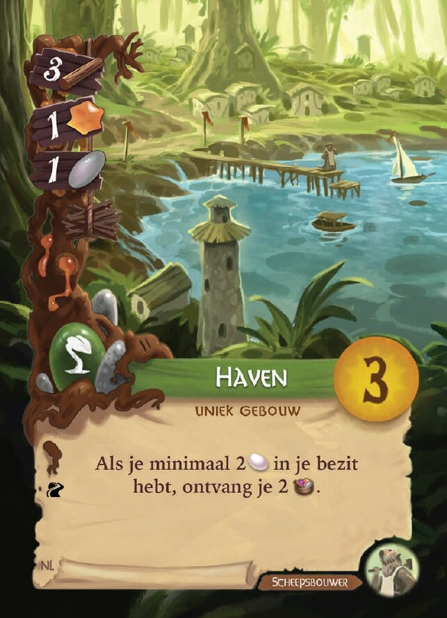 Everdell uitbreiding Pearlbrook gebouwkaart Haven