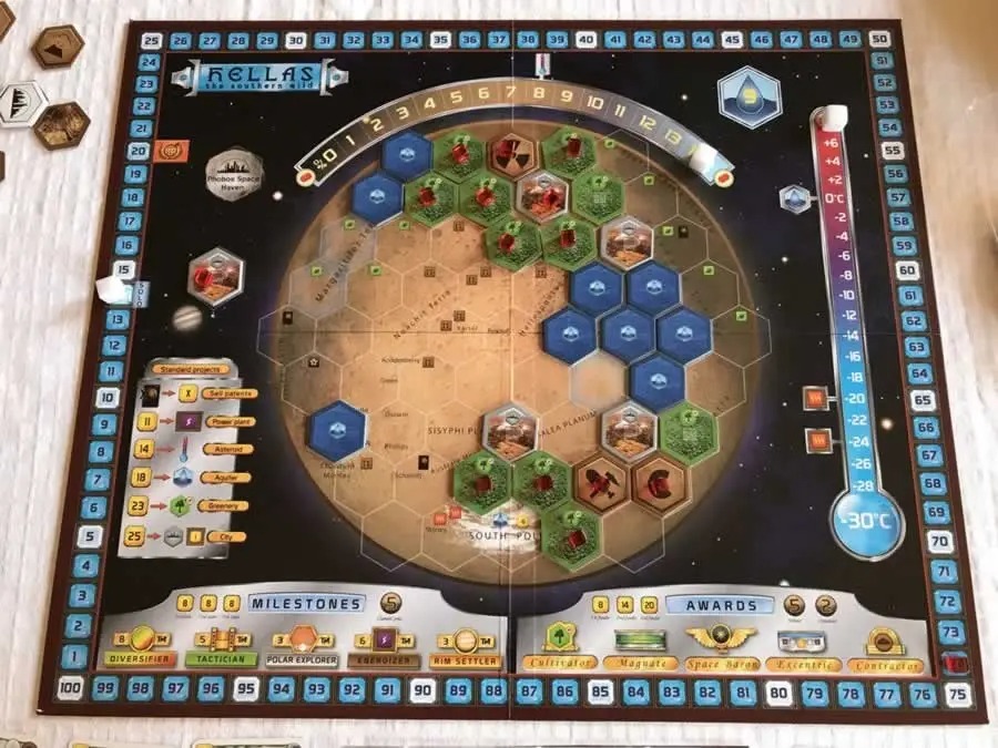 Hellas speelbord van Terraforming Mars Hellas & Elysium uitbreiding