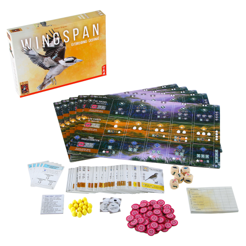 Wingspan uitbreiding Oceanië inhoud van de doos