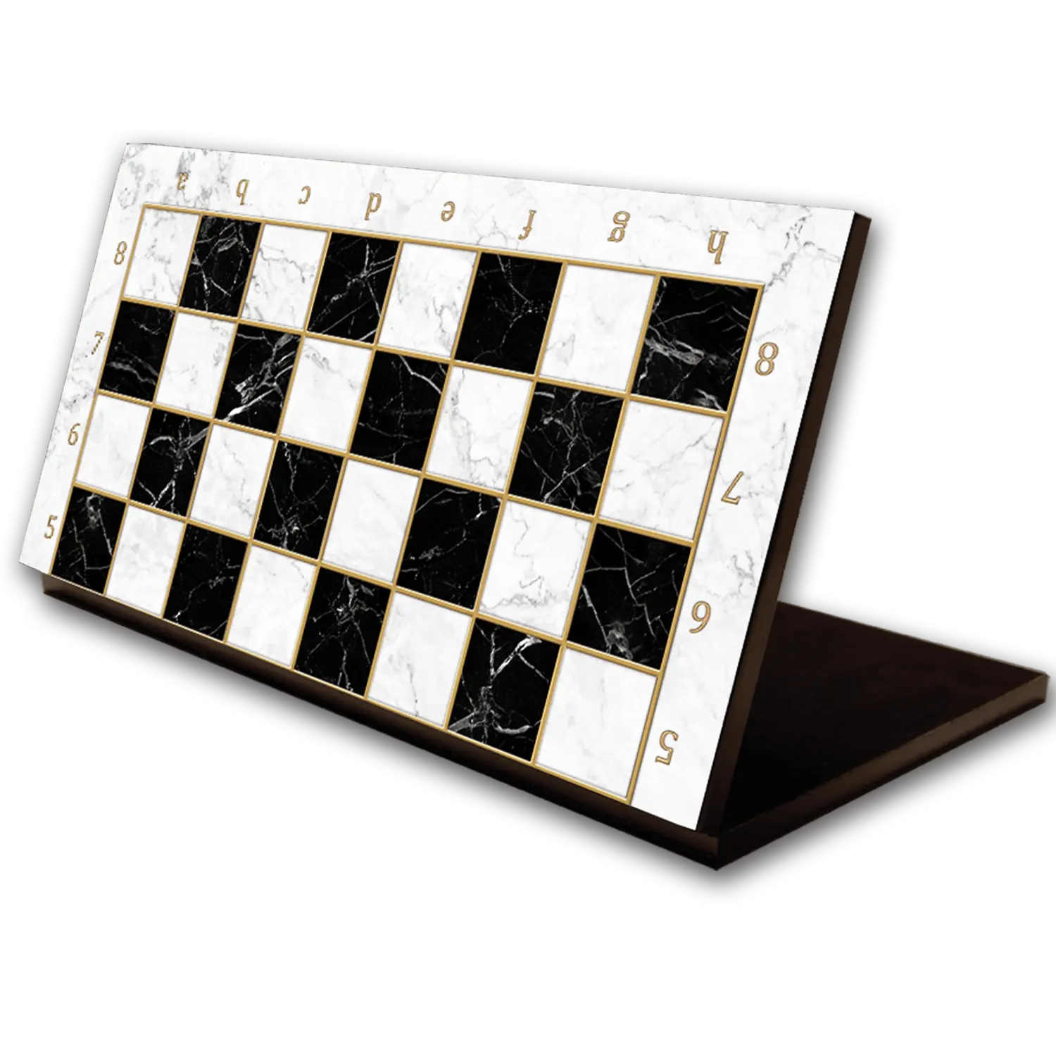 Inklapbaar schaakbord wit/marmer - Maat XL 37cm