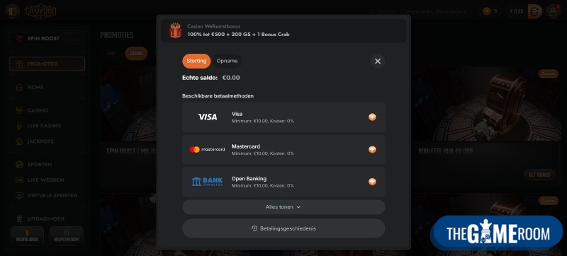stort € 5 met Paypal bij het casino