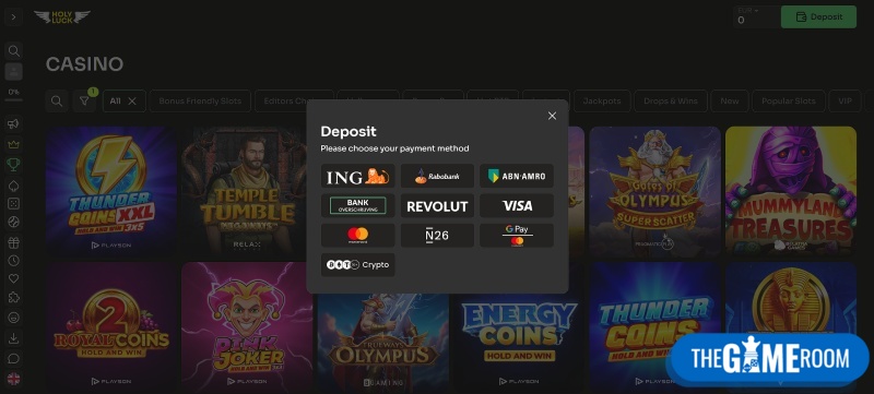storting bij eerlijk casino HolyLuck