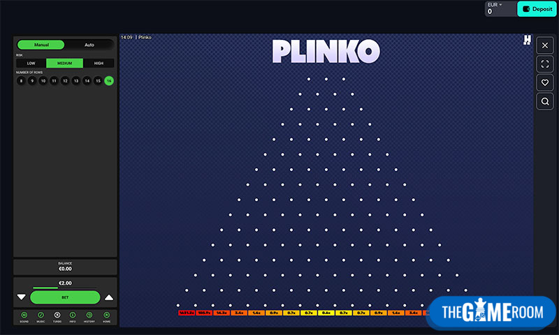 Plinko spel interface bij Spin Alto
